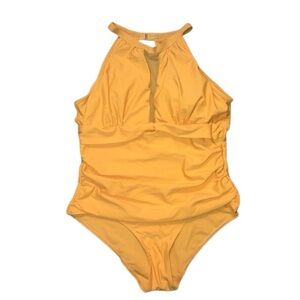 Women's Yellow Lace Up One-Piece Swimsuit |Bodysuit |Size Large